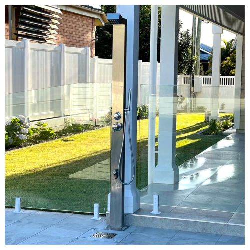Bondi Silver ADA 316L Stainless Steel Marine Grade Outdoor Shower System Tower Panel