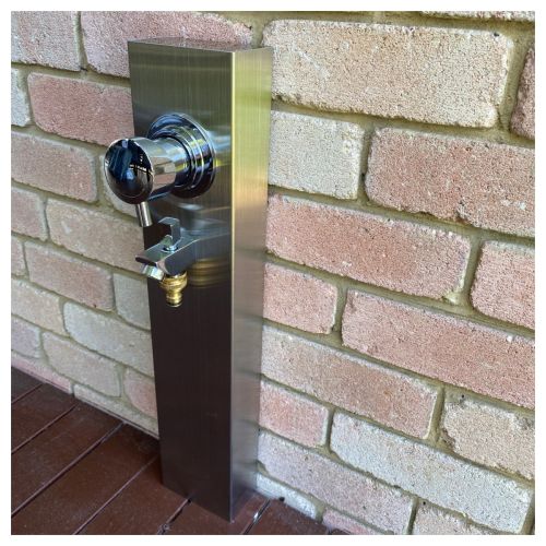  Silver Outdoor Foot Wash Station 316L Stainless Steel Marine Grade. Hot & Cold Mixer, Garden Hose Connection