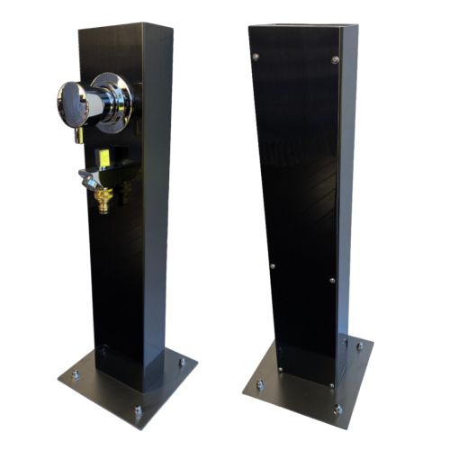 Black 316L Marine Grade Stainless Steel Outdoor Foot Wash Station with a Garden Hose Connection & Hot & Cold Mixer