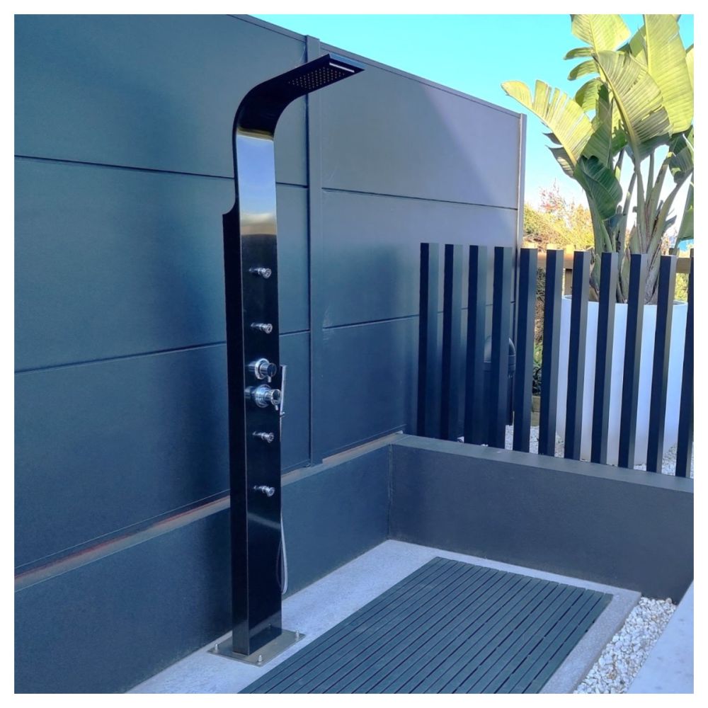 Brighton Black 316L Stainless Steel Marine Grade Outdoor Outside Pool Beach Rinse-Off Shower