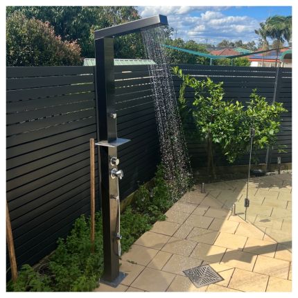 Reno Black ADA 316L Stainless Steel Outdoor Shower. Complete Shower System Tower Panel Marine Grade