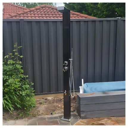  Bondi Black ADA Complete Shower System Tower Panel 316L Marine Grade Stainless Steel Outdoor Shower 