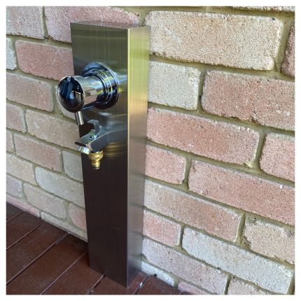  Silver Outdoor Foot Wash Station 316L Stainless Steel Marine Grade. Hot & Cold Mixer, Garden Hose Connection