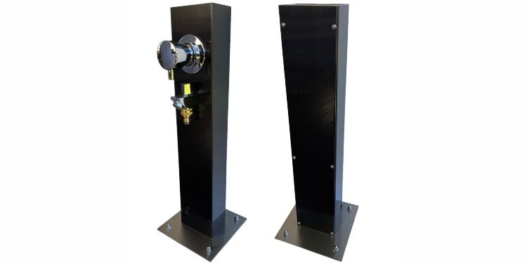 Black 316L Marine Grade Stainless Steel Outdoor Foot Wash Station with a Garden Hose Connection & Hot & Cold Mixer