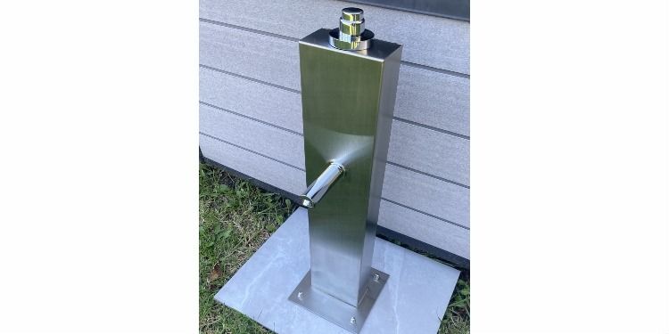 Push Button 316L Marine Grade Stainless Steel Outdoor Foot Wash Station 15 Sec. Delay, Cold Water Only