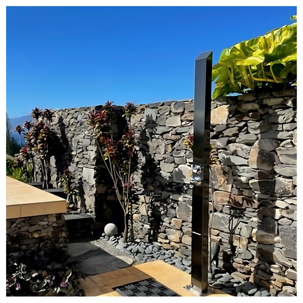 Toorak Black 316L Marine Grade Stainless Steel Outdoor Waterfall Pool Beach Shower Panel