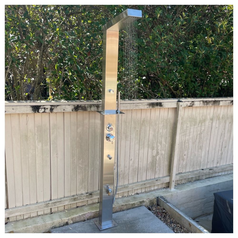 Reno Silver ADA 316L Stainless Steel Marine Grade Outdoor Shower Complete Shower System Tower Panel