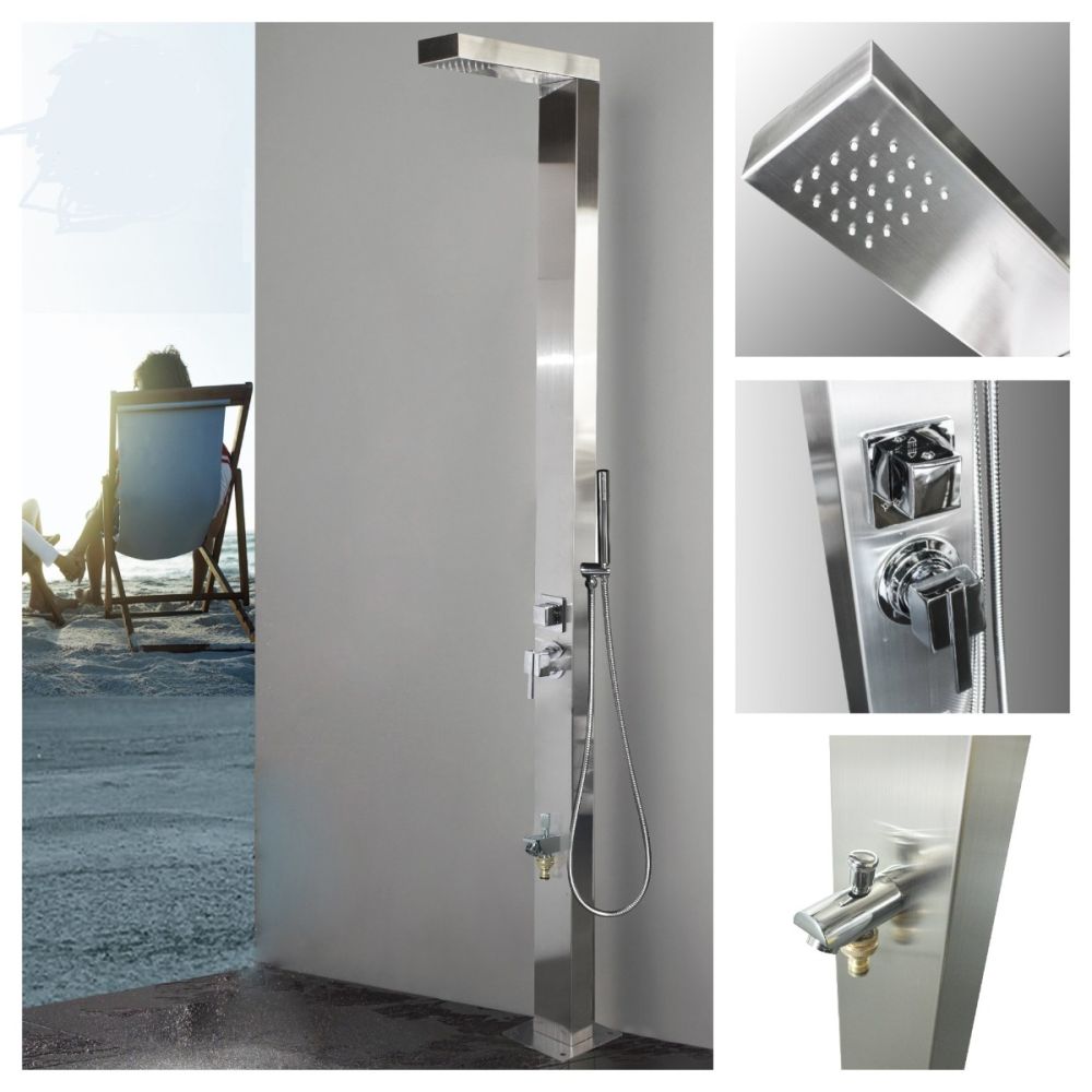Windsor Silver ADA 316L Stainless Steel Outdoor Pool Shower Panel Marine Grade