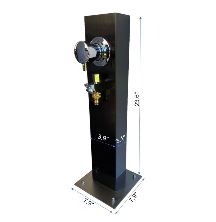 Black 316L Marine Grade Stainless Steel Outdoor Foot Wash Station with a Garden Hose Connection & Hot & Cold Mixer