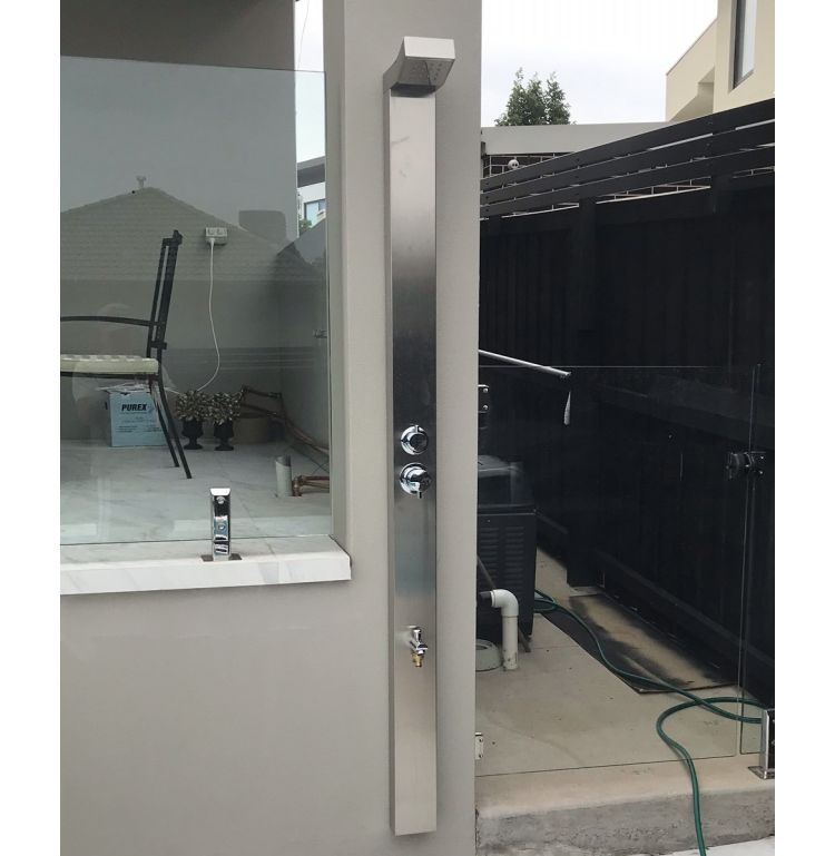 Bondi Silver 316L Stainless Steel Marine Grade Outdoor Pool Shower Panel