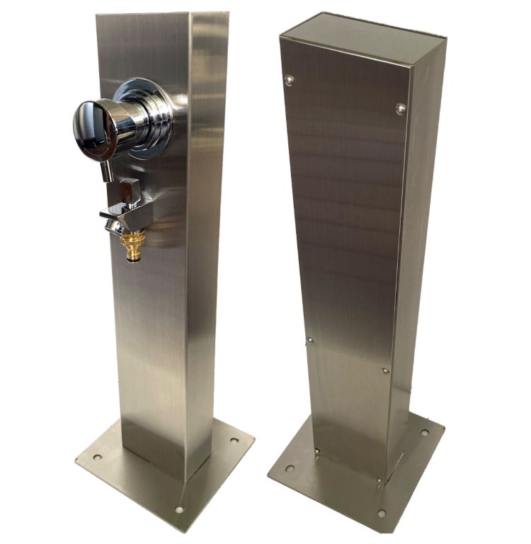  Silver Outdoor Foot Wash Station 316L Stainless Steel Marine Grade. Hot & Cold Mixer, Garden Hose Connection