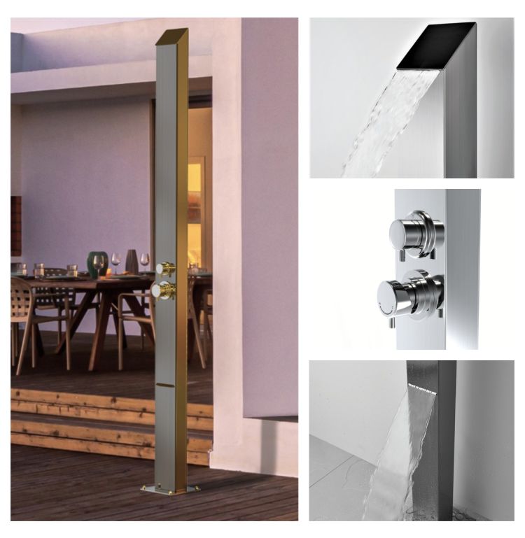 Toorak Silver 316L Stainless Steel Marine Grade  Outdoor Pool Backyard Shower
