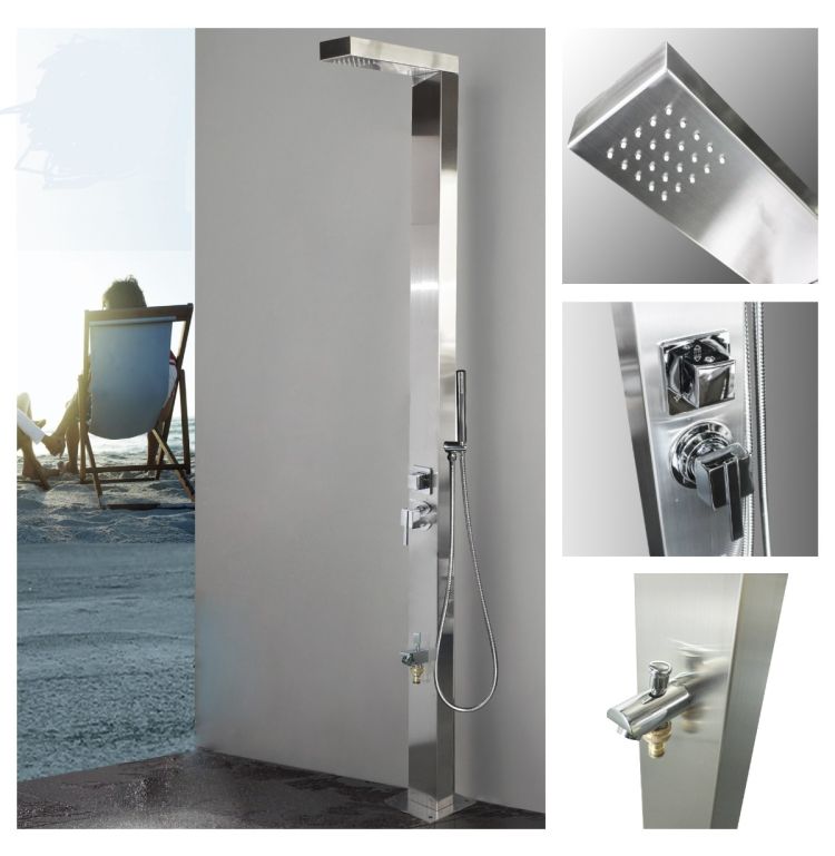 Windsor Silver ADA 316L Stainless Steel Outdoor Pool Shower Panel Marine Grade  