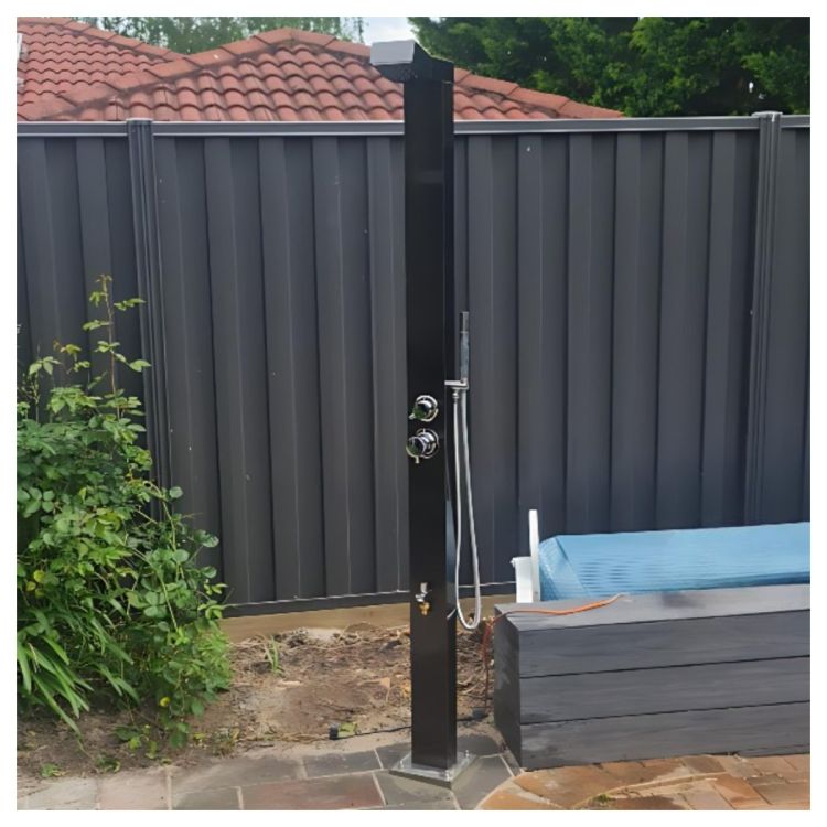  Bondi Black ADA Complete Shower System Tower Panel 316L Marine Grade Stainless Steel Outdoor Shower 