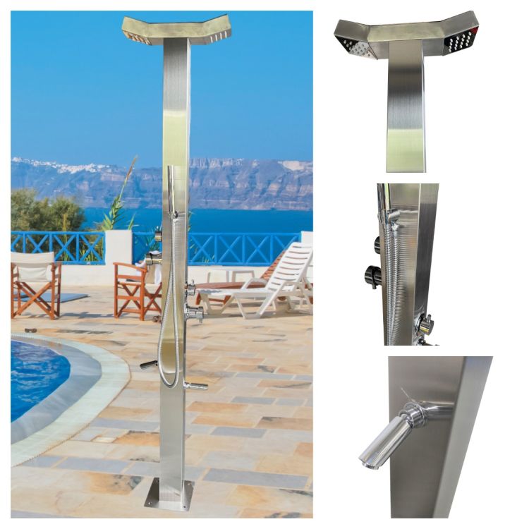 Bondi Double Head 316L Marine Grade Stainless Steel Outdoor Pool Shower Tower