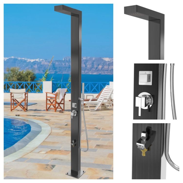 Windsor Black ADA Stainless Steel Outdoor Pool Shower Marine Grade 