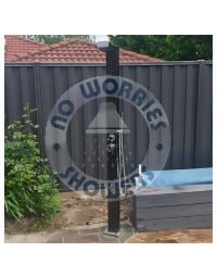 Bondi Black ADA Complete Shower System Tower Panel 316L Marine Grade Stainless Steel Outdoor Shower