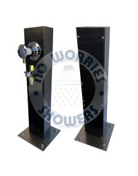Black 316L Marine Grade Stainless Steel Outdoor Foot Wash Station with a Garden Hose Connection & Hot & Cold Mixer
